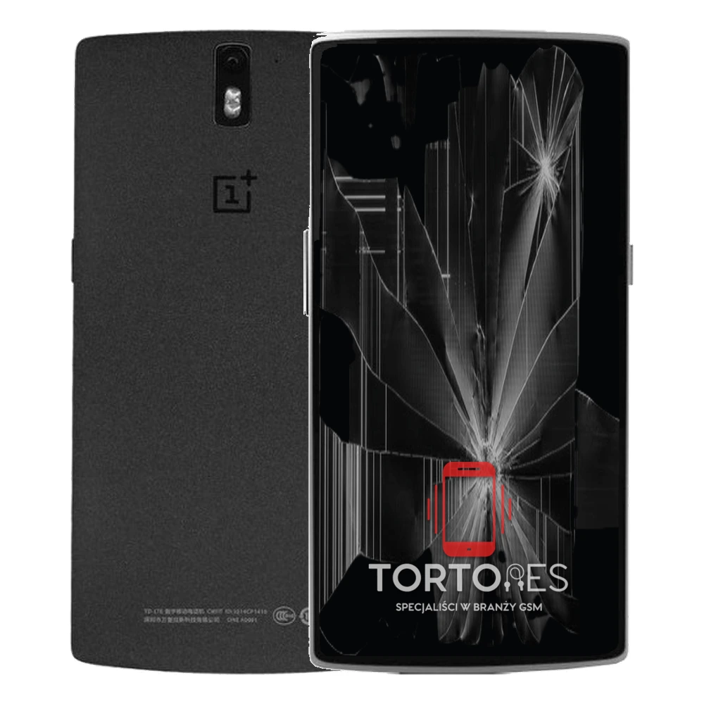 OnePlus One z ilustracją pękniętego wyświetlacza - wymiana zbitego wyświetlacza