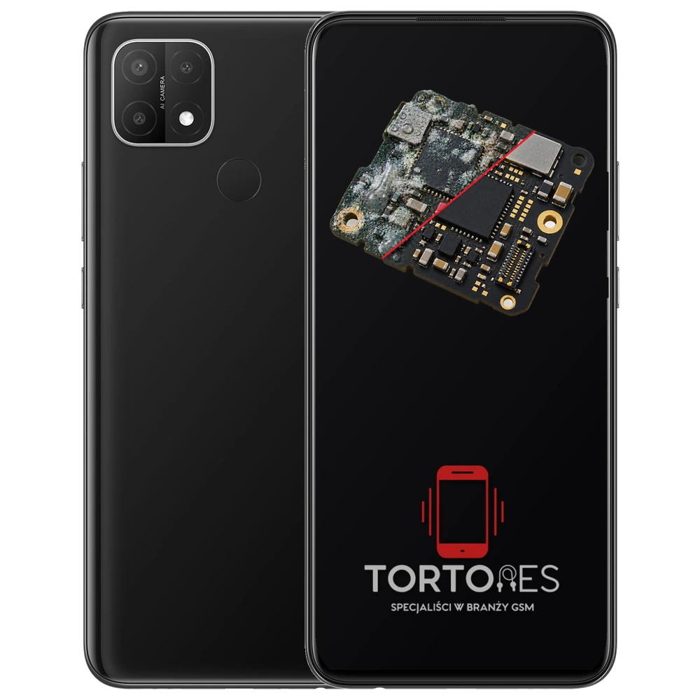 OPPO A15 z ilustracją zalania - czyszczenie po zalaniu