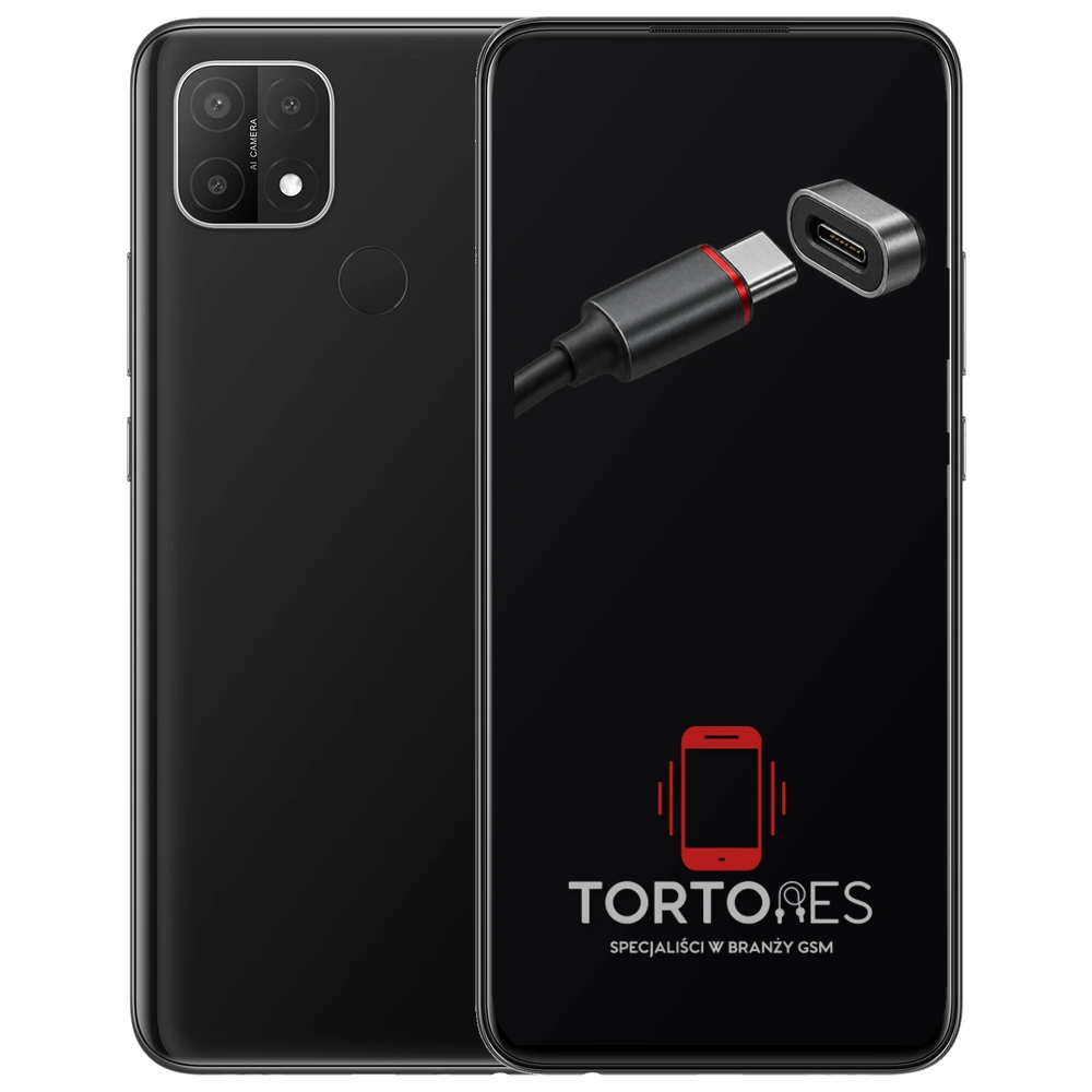 OPPO A15 z ilustracją złącza ładowania - naprawa złącza ładowania
