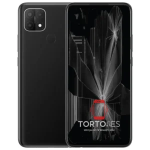 OPPO A15 z ilustracją pękniętego wyświetlacza - wymiana zbitego wyświetlacza