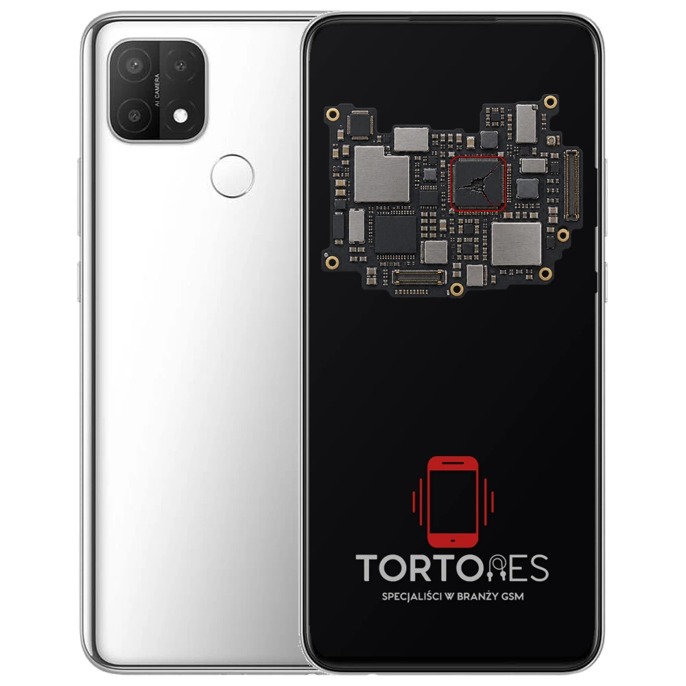 OPPO A15s z ilustracją płyty głównej - naprawa płyty głównej