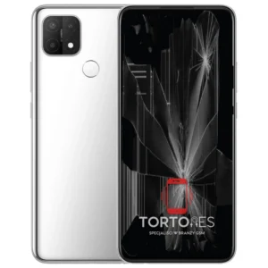 OPPO A15s z ilustracją pękniętego wyświetlacza - wymiana zbitego wyświetlacza