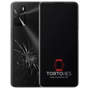 OPPO A16 z ilustracją pękniętej tylnej klapki - wymiana zbitej klapki