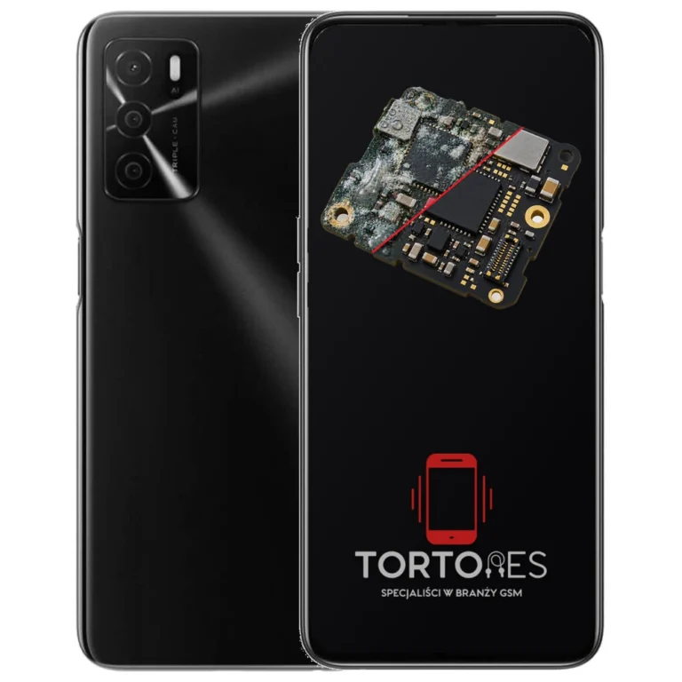 OPPO A16s z ilustracją zalania - czyszczenie po zalaniu