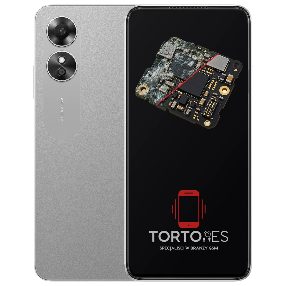 OPPO A17 z ilustracją zalania - czyszczenie po zalaniu