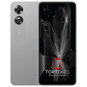 OPPO A17 z ilustracją pękniętego wyświetlacza - wymiana zbitego wyświetlacza