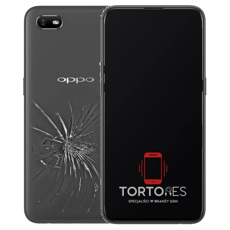 OPPO A1k z ilustracją pękniętej tylnej klapki - wymiana zbitej klapki