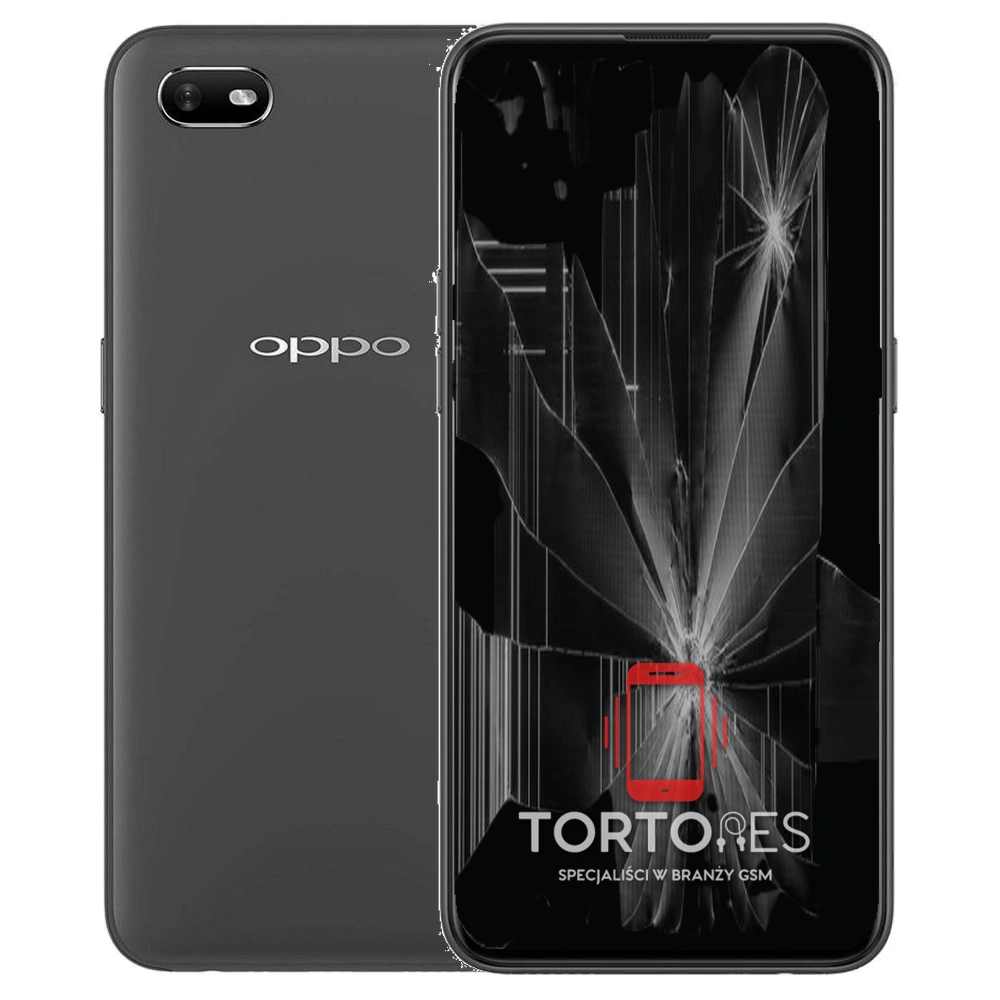 OPPO A1k z ilustracją pękniętego wyświetlacza - wymiana zbitego wyświetlacza