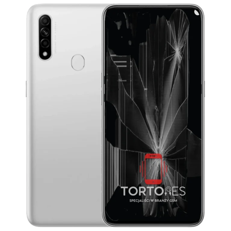 OPPO A31 (2020) z ilustracją pękniętego wyświetlacza - wymiana zbitego wyświetlacza