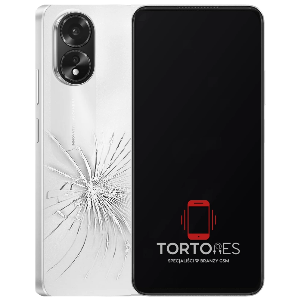 OPPO A38 z ilustracją pękniętej tylnej klapki - wymiana zbitej klapki