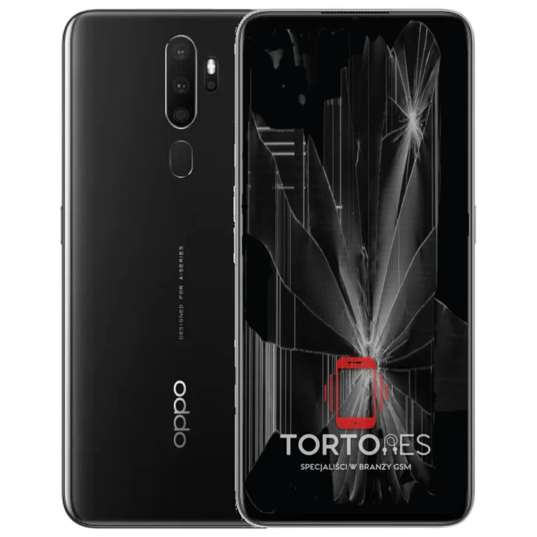 OPPO A5 (2020) z ilustracją pękniętego wyświetlacza - wymiana zbitego wyświetlacza