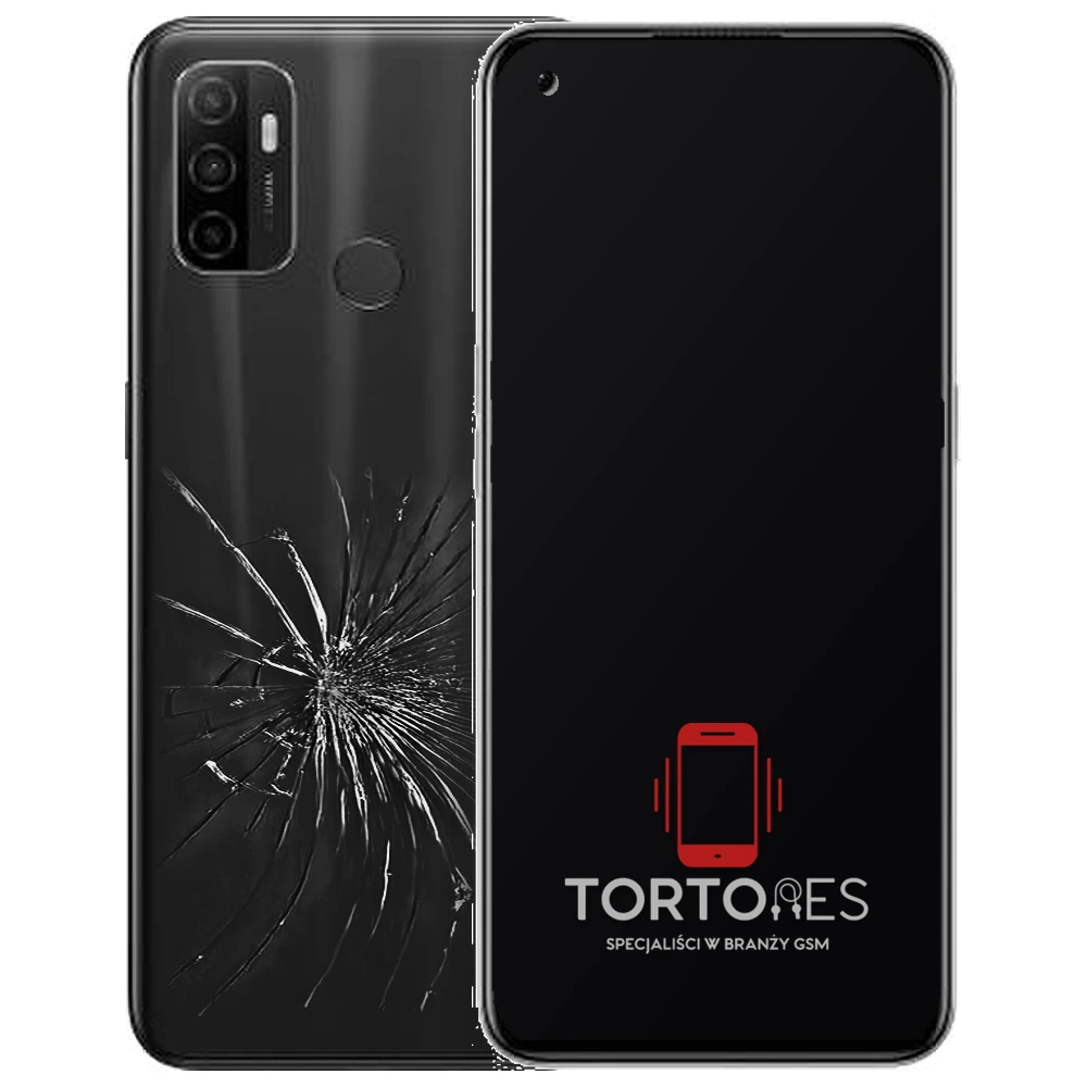 OPPO A53 (2020) z ilustracją pękniętej tylnej klapki - wymiana zbitej klapki