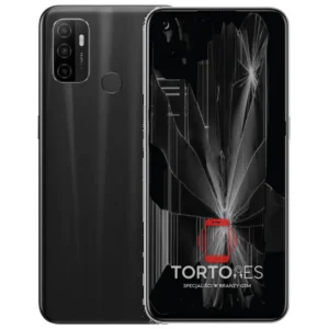 OPPO A53 (2020) z ilustracją pękniętego wyświetlacza - wymiana zbitego wyświetlacza
