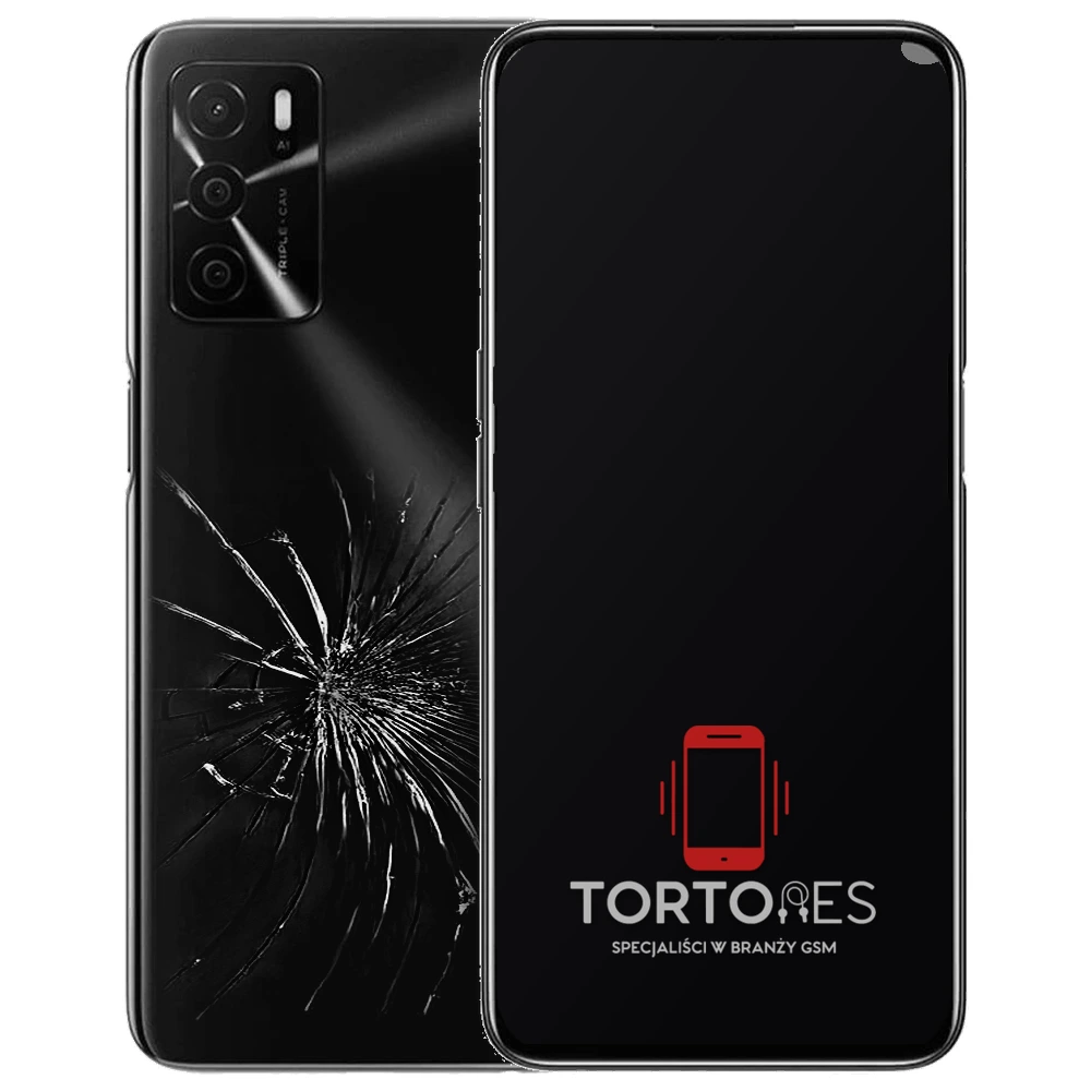 OPPO A54s z ilustracją pękniętej tylnej klapki - wymiana zbitej klapki