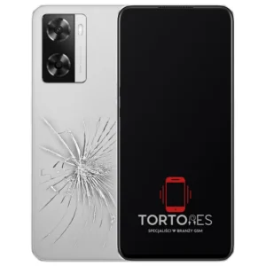 OPPO A57s z ilustracją pękniętej tylnej klapki - wymiana zbitej klapki