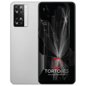 OPPO A57s z ilustracją pękniętego wyświetlacza - wymiana zbitego wyświetlacza