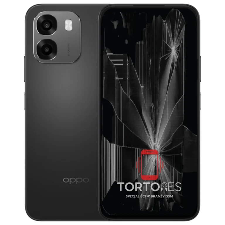OPPO A6 LTE z ilustracją pękniętego wyświetlacza - wymiana zbitego wyświetlacza