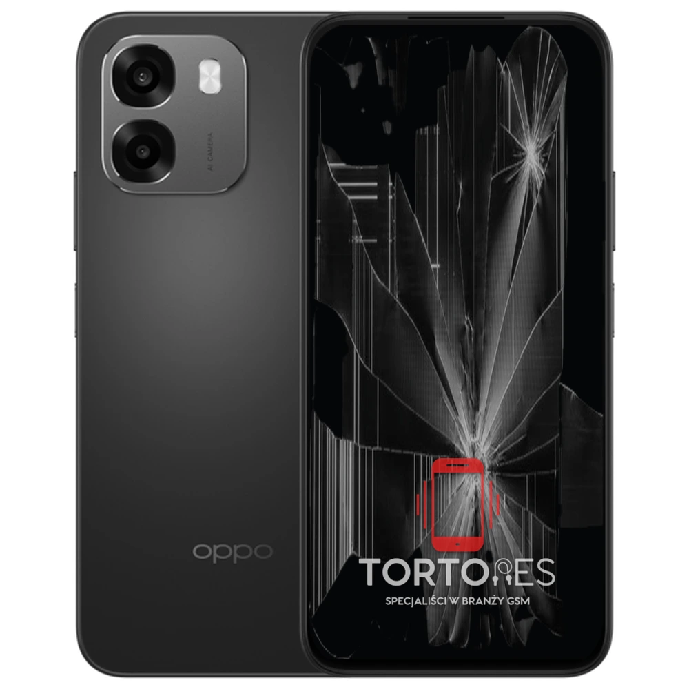 OPPO A6 LTE z ilustracją pękniętego wyświetlacza - wymiana zbitego wyświetlacza