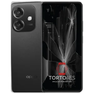 OPPO A60 5G z ilustracją pękniętego wyświetlacza - wymiana zbitego wyświetlacza