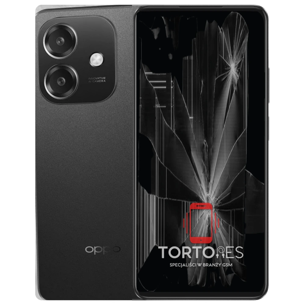 OPPO A60 5G z ilustracją pękniętego wyświetlacza - wymiana zbitego wyświetlacza