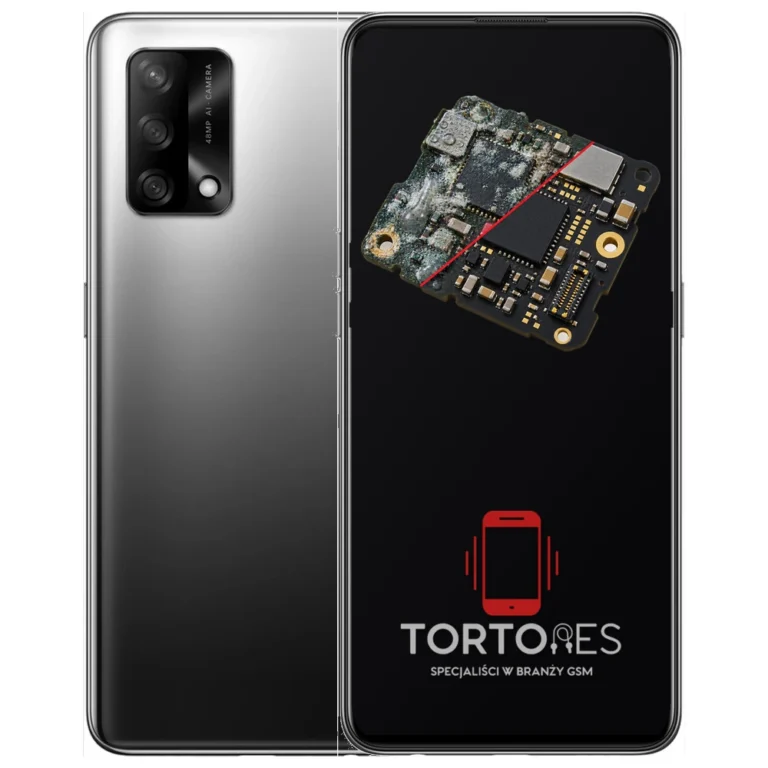 OPPO A74 LTE z ilustracją zalania - czyszczenie po zalaniu