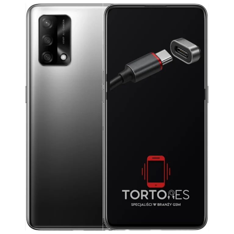 OPPO A74 LTE z ilustracją złącza ładowania - naprawa złącza ładowania