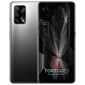OPPO A74 LTE z ilustracją pękniętego wyświetlacza - wymiana zbitego wyświetlacza