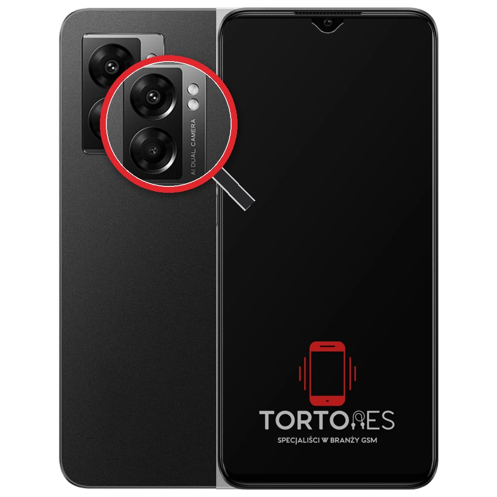 OPPO A77 5G z lupą na tylnych aparatach - wymiana tylnej kamery