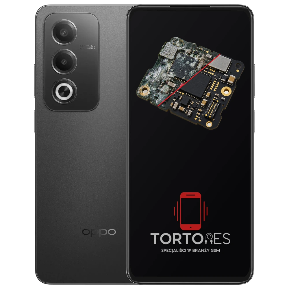 OPPO A80 5G z ilustracją zalania - czyszczenie po zalaniu