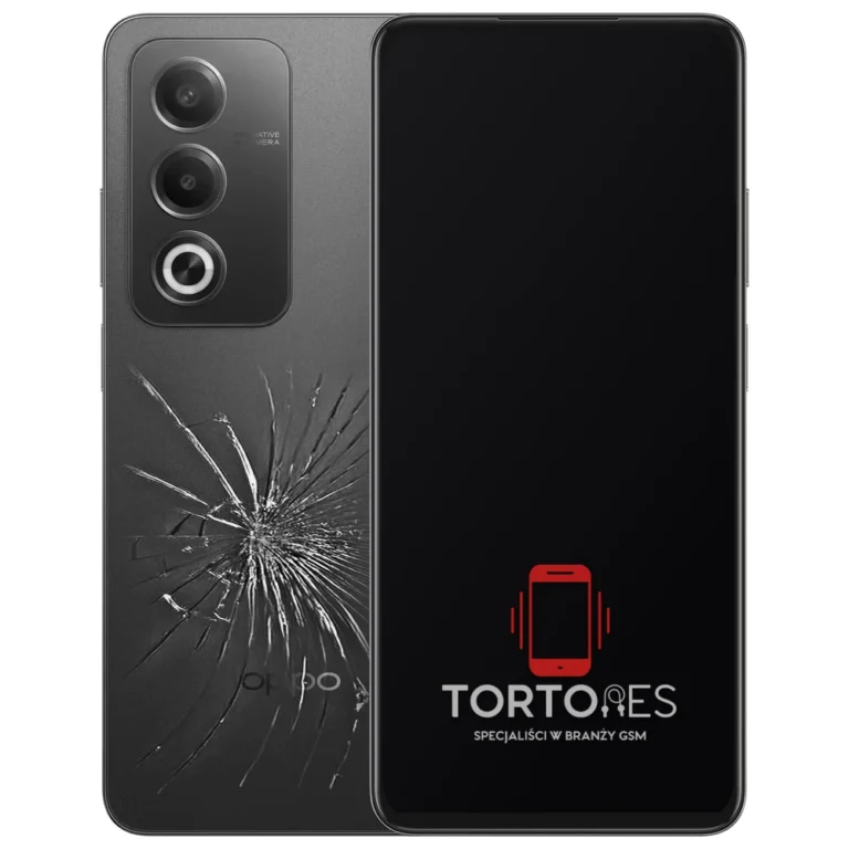 OPPO A80 5G z ilustracją pękniętej tylnej klapki - wymiana zbitej klapki