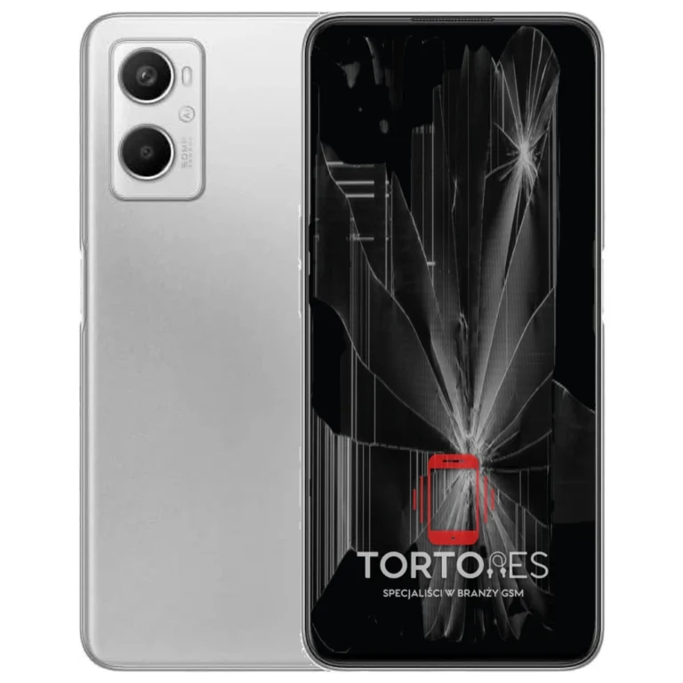 OPPO A96 LTE z ilustracją pękniętego wyświetlacza - wymiana zbitego wyświetlacza