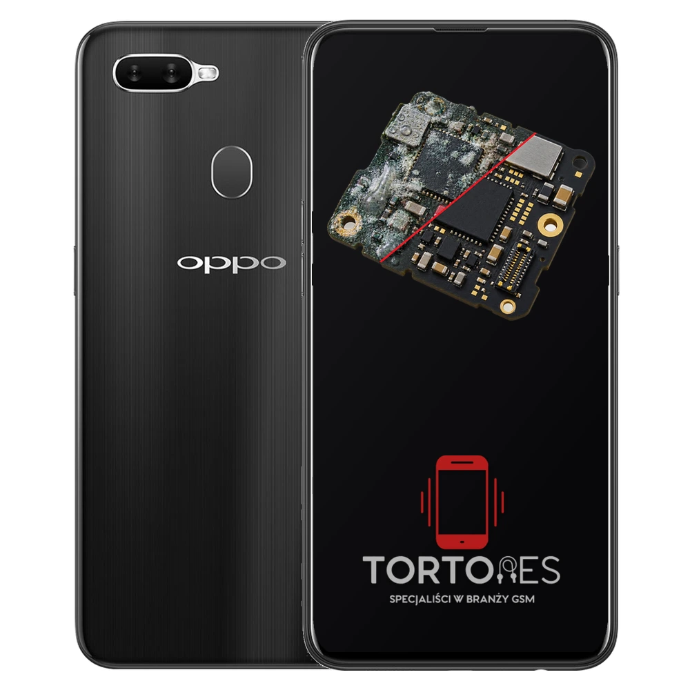 OPPO AX7 z ilustracją zalania - czyszczenie po zalaniu