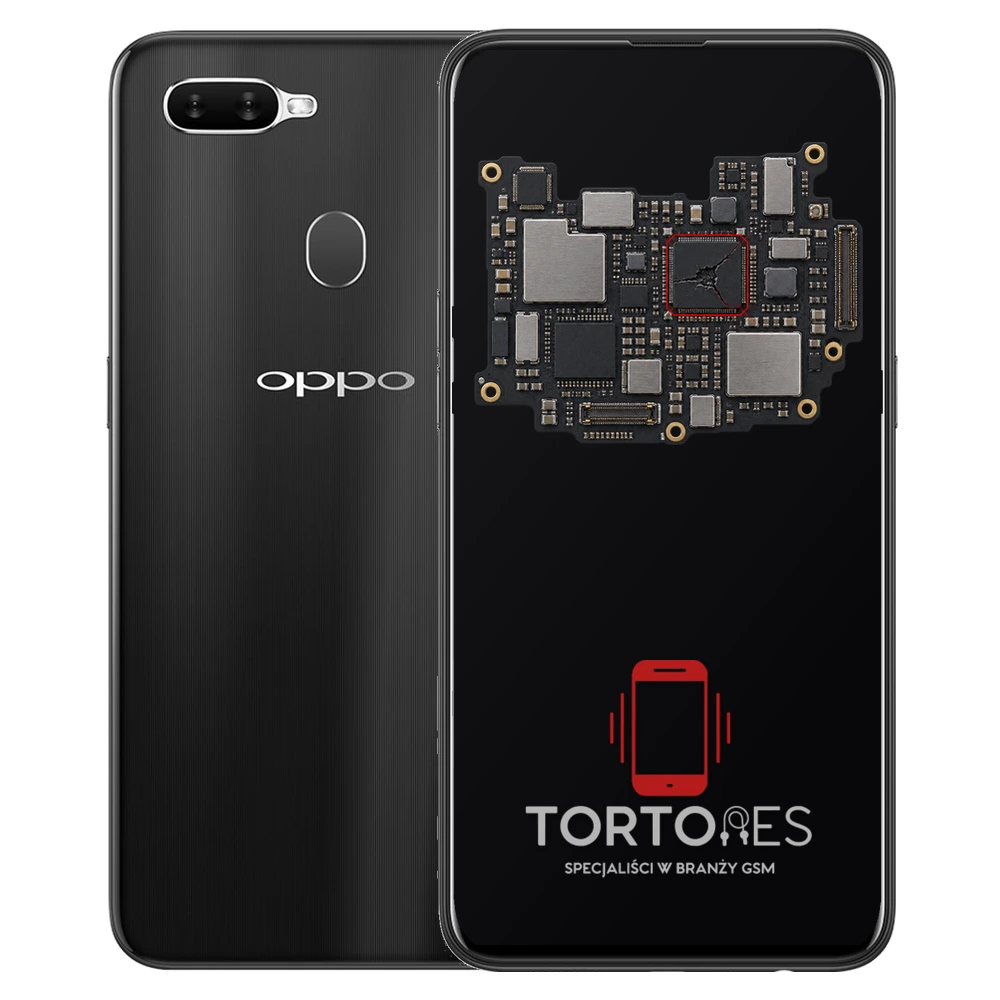 OPPO AX7 z ilustracją płyty głównej - naprawa płyty głównej
