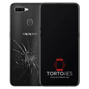 OPPO AX7 z ilustracją pękniętej tylnej klapki - wymiana zbitej klapki