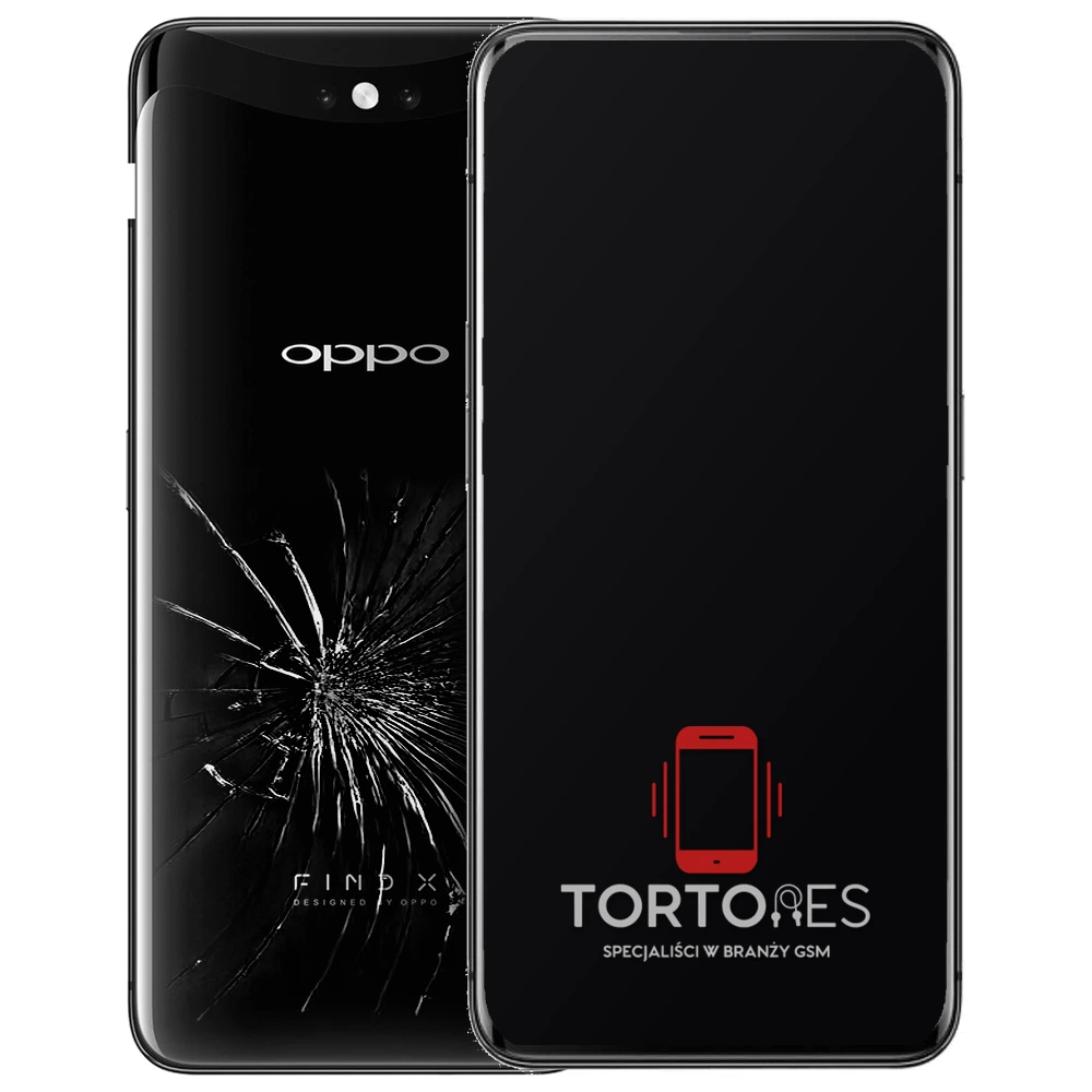 OPPO Find X (2018) z ilustracją pękniętej tylnej klapki - wymiana zbitej klapki