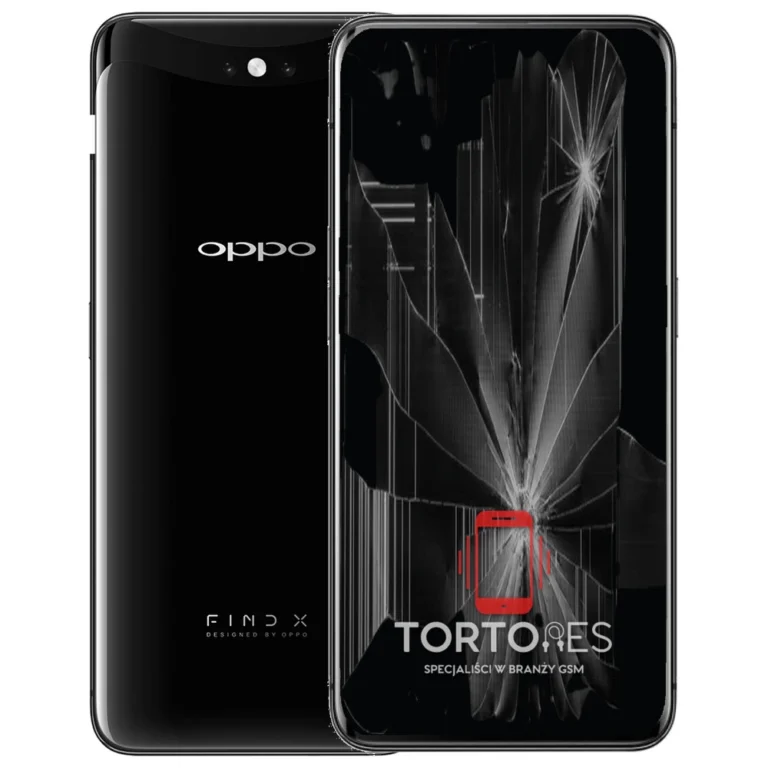 OPPO Find X (2018) z ilustracją pękniętego wyświetlacza - wymiana zbitego wyświetlacza