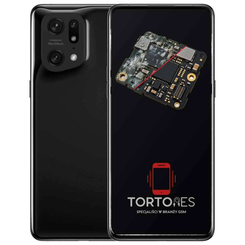 OPPO Find X5 Pro z ilustracją zalania - czyszczenie po zalaniu