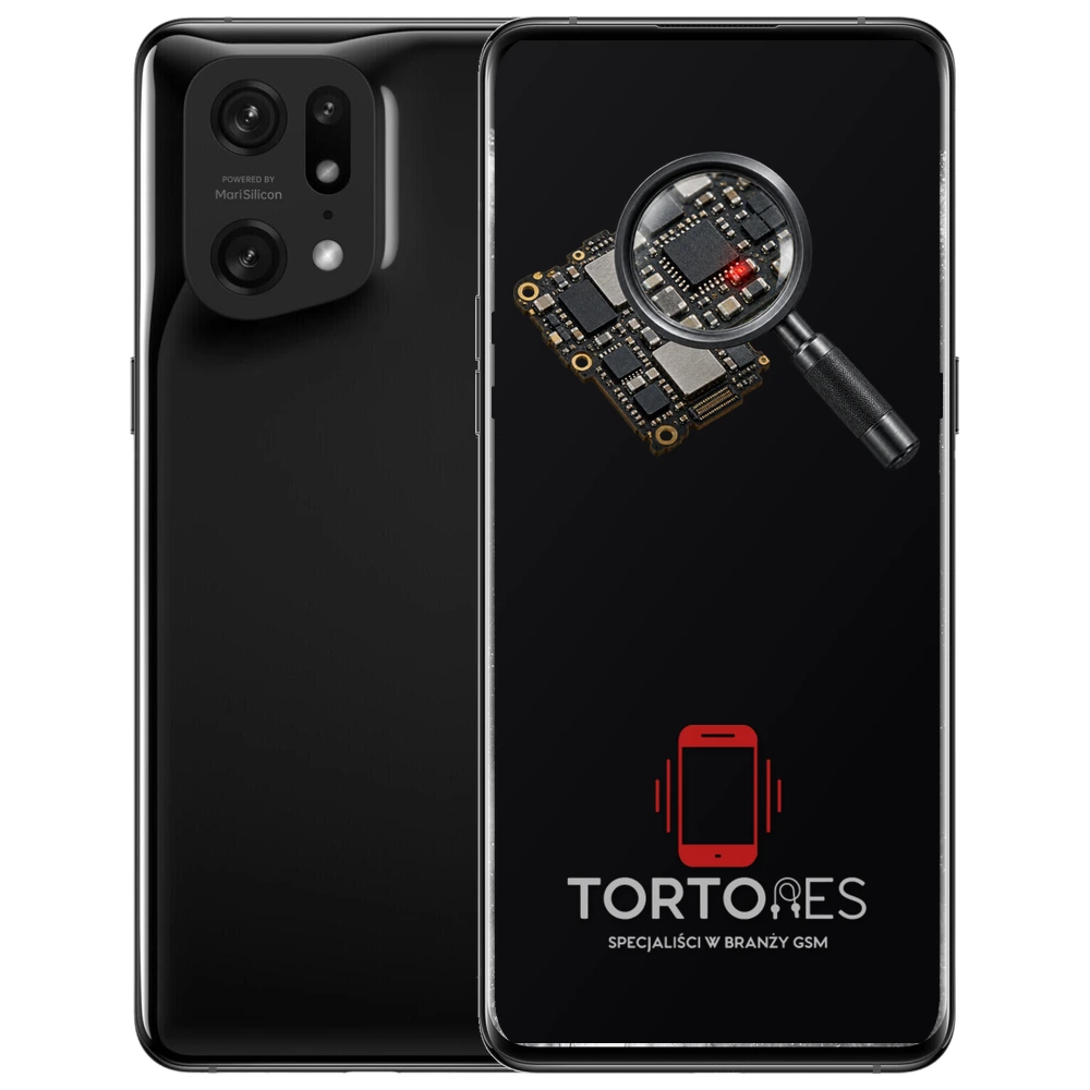 OPPO Find X5 Pro z symbolem diagnostyki - diagnoza telefonu