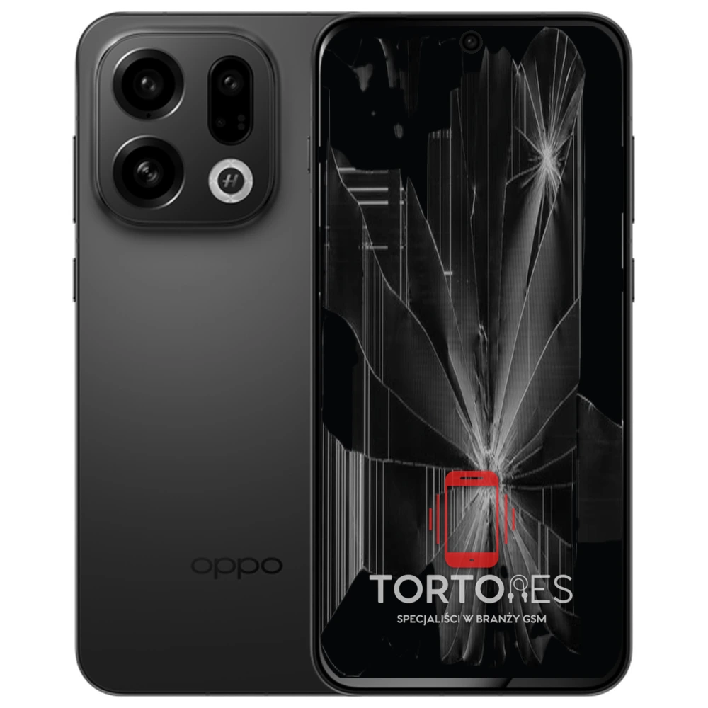 OPPO Find X9 z ilustracją pękniętego wyświetlacza - wymiana zbitego wyświetlacza