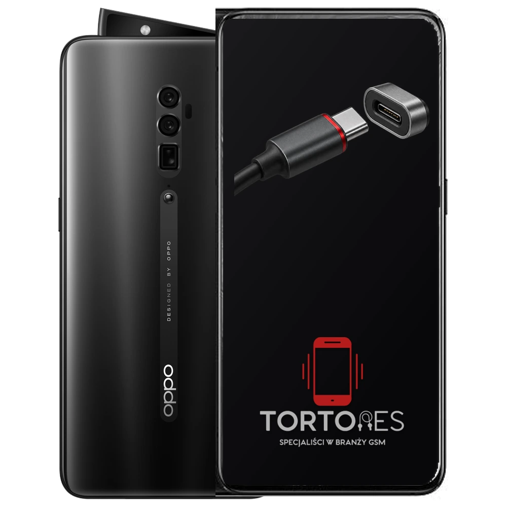 OPPO Reno 10x Zoom z ilustracją złącza ładowania - naprawa złącza ładowania