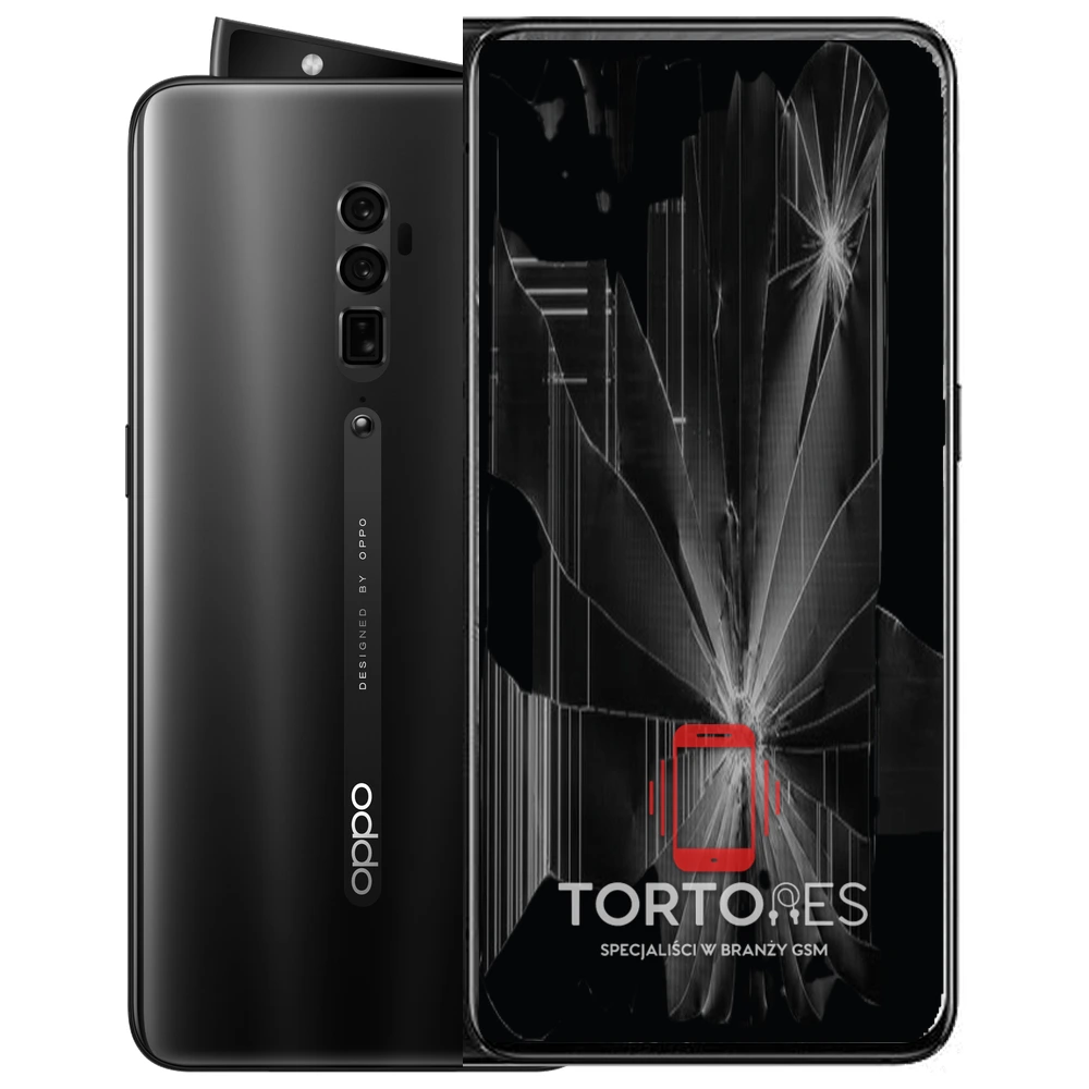 OPPO Reno 10x Zoom z ilustracją pękniętego wyświetlacza - wymiana zbitego wyświetlacza