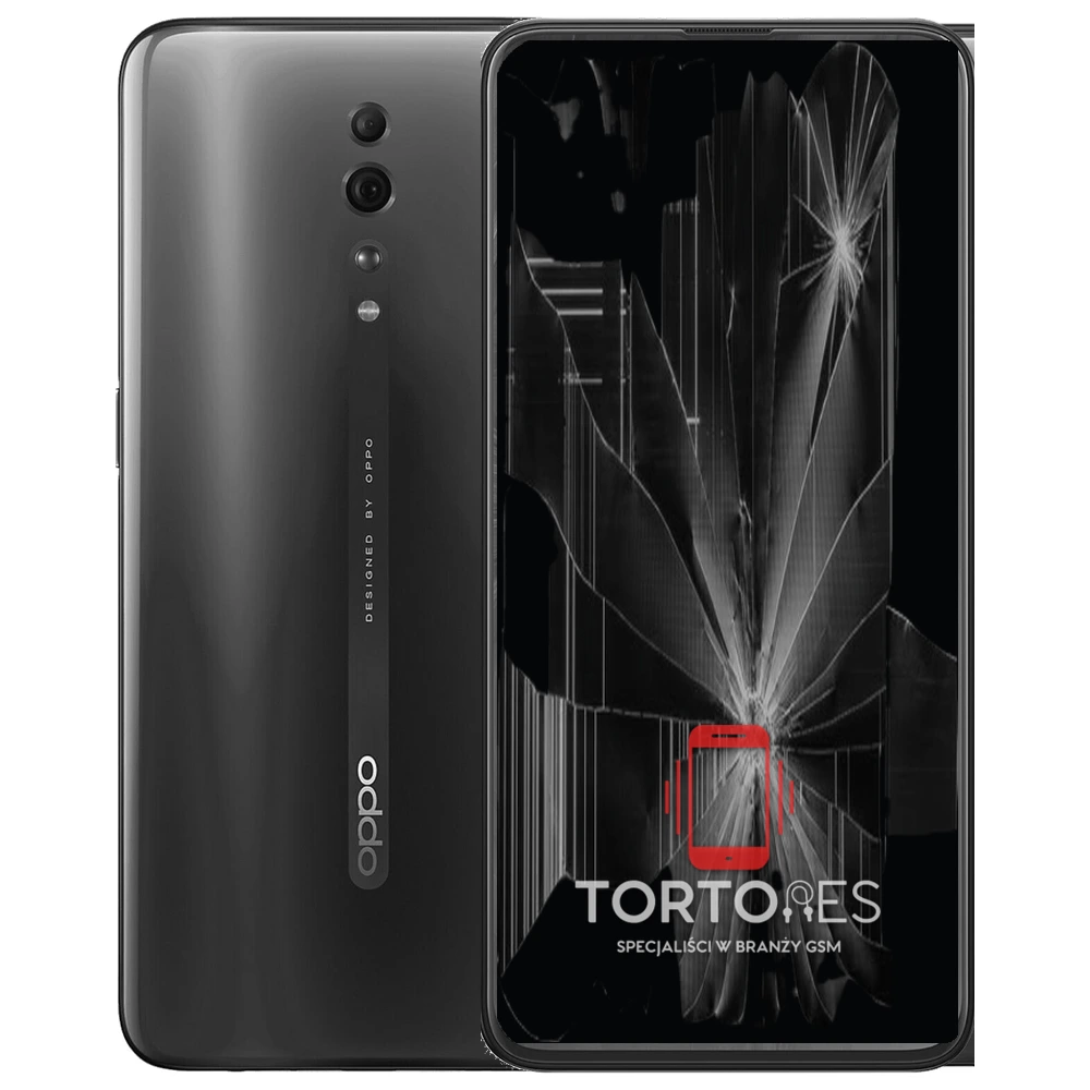 OPPO Reno Z z ilustracją pękniętego wyświetlacza - wymiana zbitego wyświetlacza