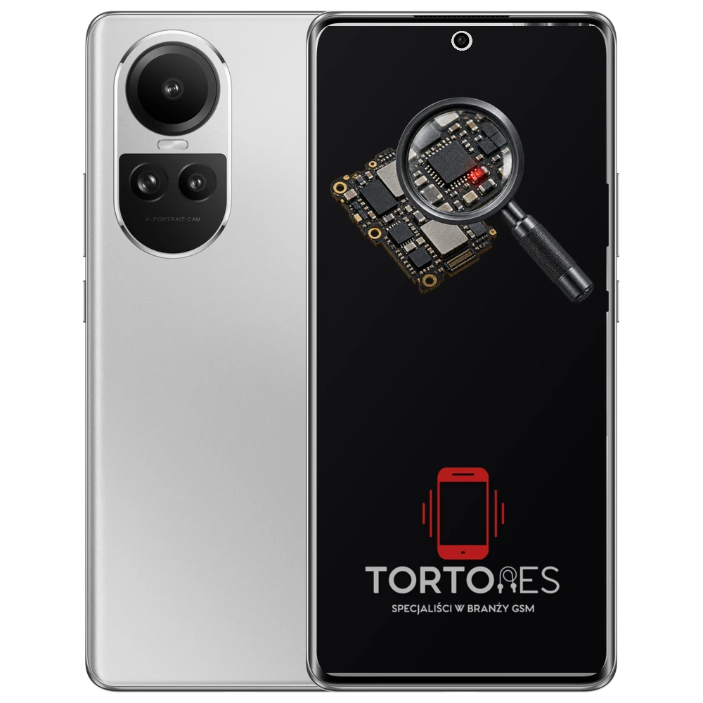 OPPO Reno10 5G z symbolem diagnostyki - diagnoza telefonu