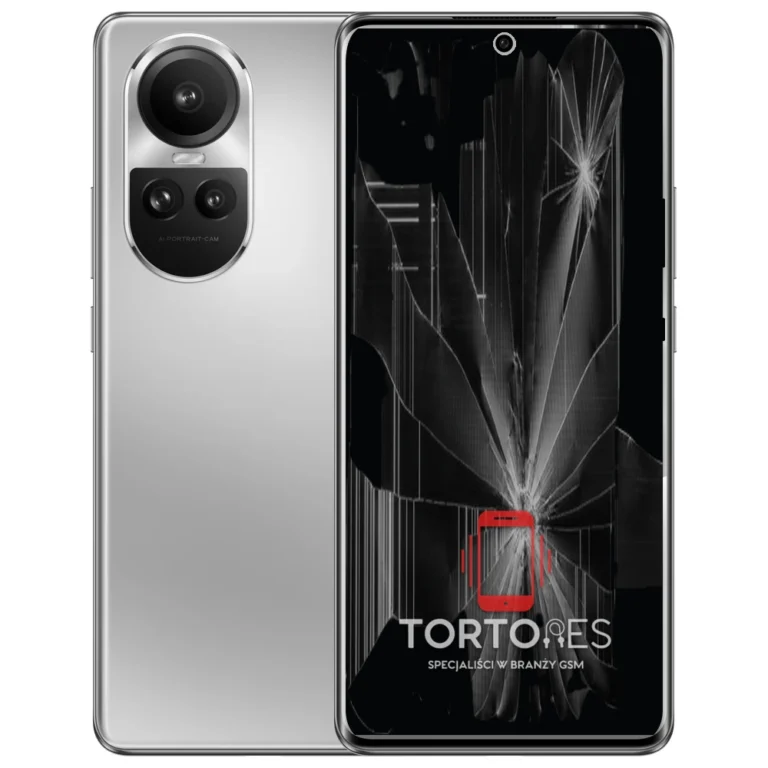 OPPO Reno10 Pro 5G z ilustracją pękniętego wyświetlacza - wymiana zbitego wyświetlacza