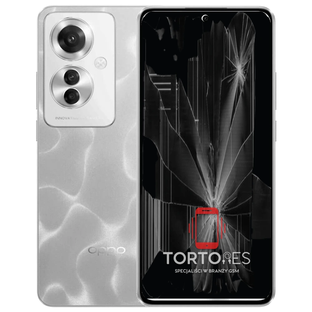 OPPO Reno11 F 5G z ilustracją pękniętego wyświetlacza - wymiana zbitego wyświetlacza