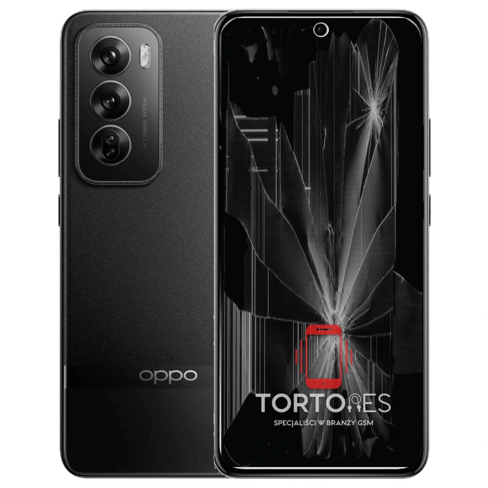 OPPO Reno12 Pro 5G z ilustracją pękniętego wyświetlacza - wymiana zbitego wyświetlacza