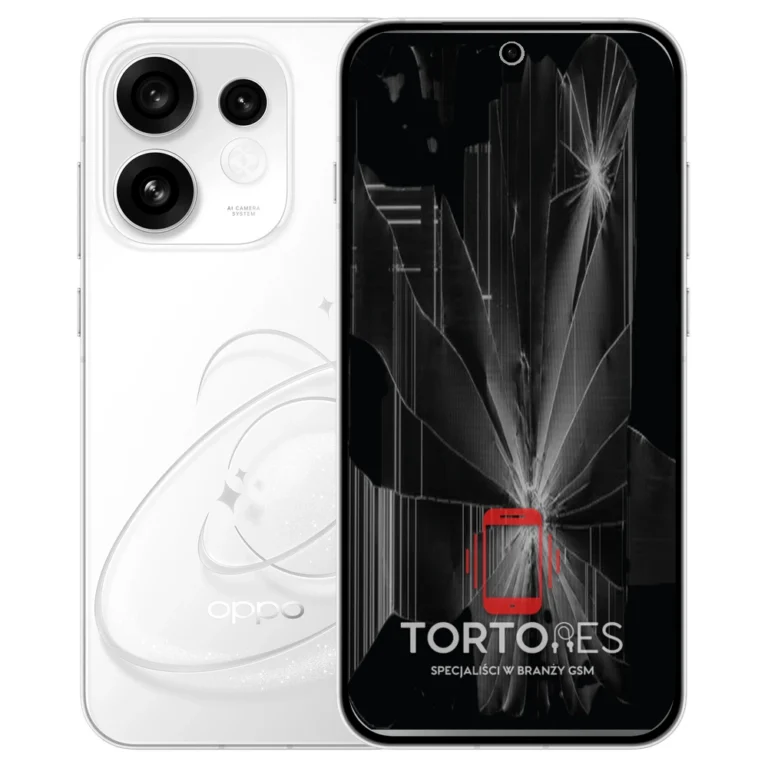 OPPO Reno16 5G z ilustracją pękniętego wyświetlacza - wymiana zbitego wyświetlacza