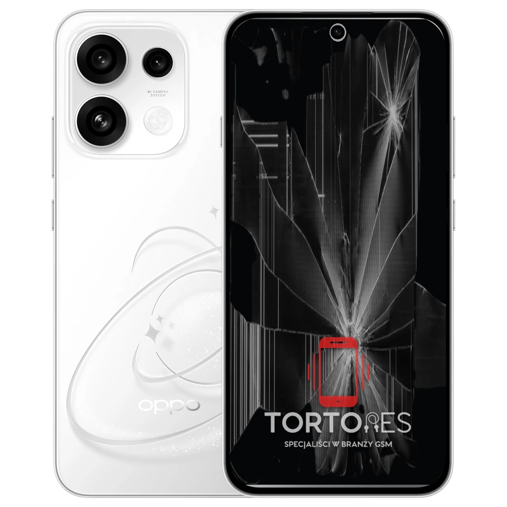 OPPO Reno16 F 5G / FS 5G z ilustracją pękniętego wyświetlacza - wymiana zbitego wyświetlacza