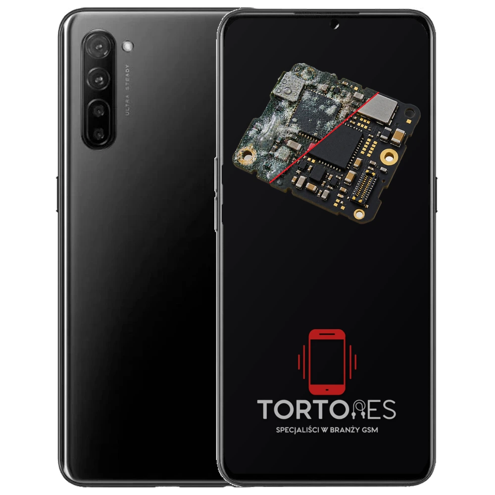 OPPO Reno3 LTE z ilustracją zalania - czyszczenie po zalaniu