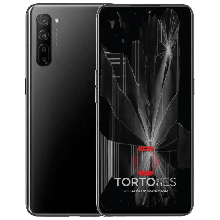 OPPO Reno3 LTE z ilustracją pękniętego wyświetlacza - wymiana zbitego wyświetlacza